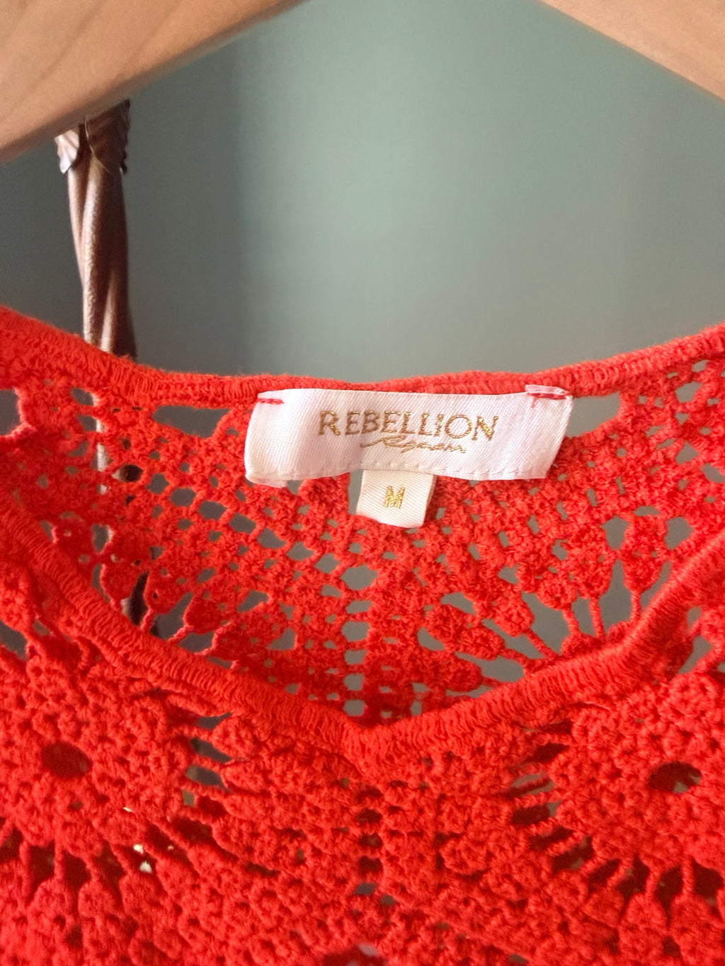 Rebellion crochet crop top size medium label
