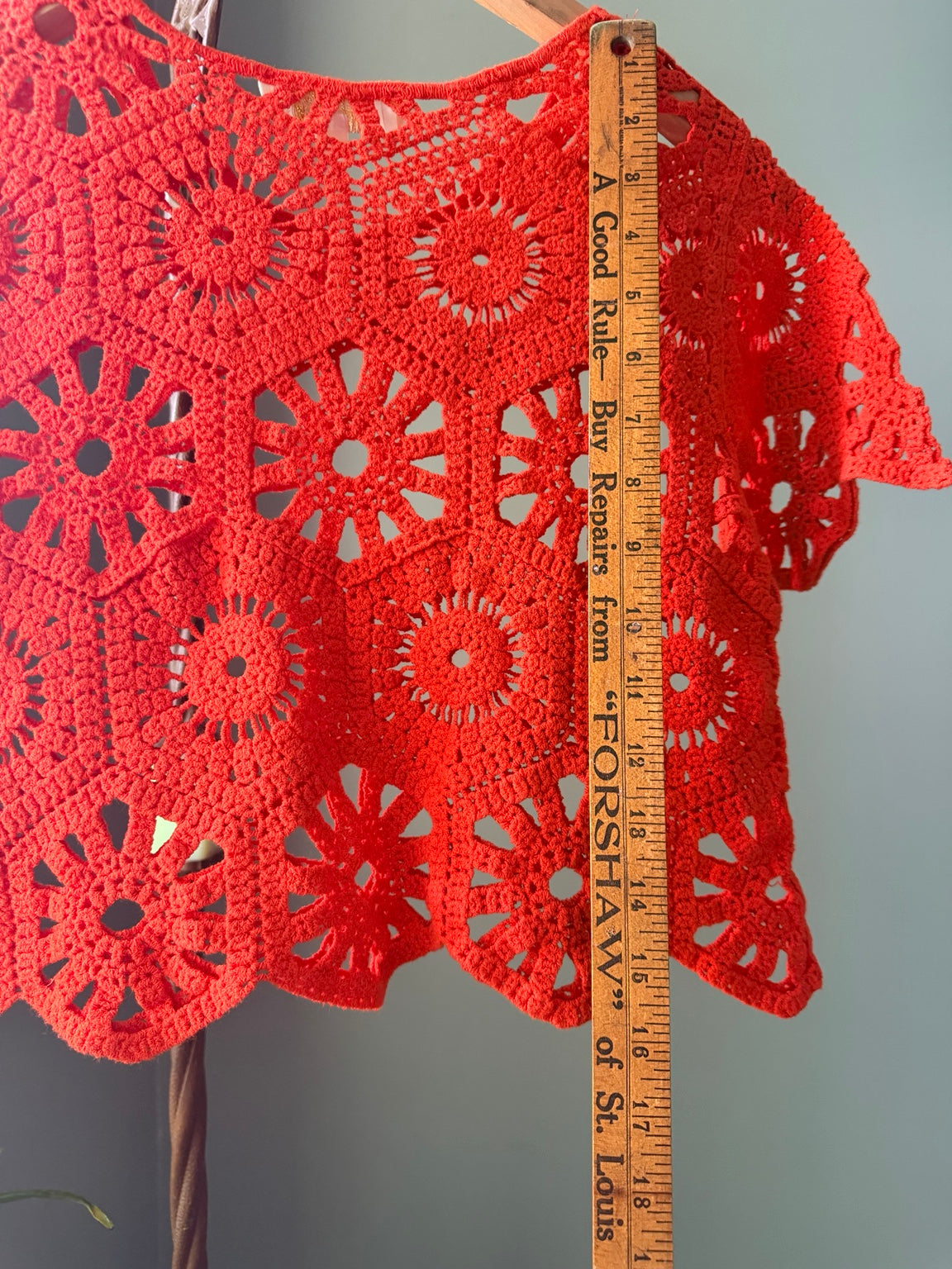 Rebellion crochet crop top length measurement