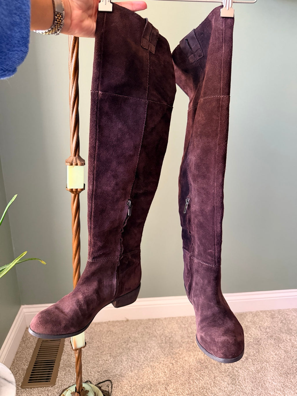 Sam Edelman brown suede over the knee boots front