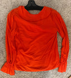 Self Contrast orange ruffle V-neck long sleeve blouse size small back