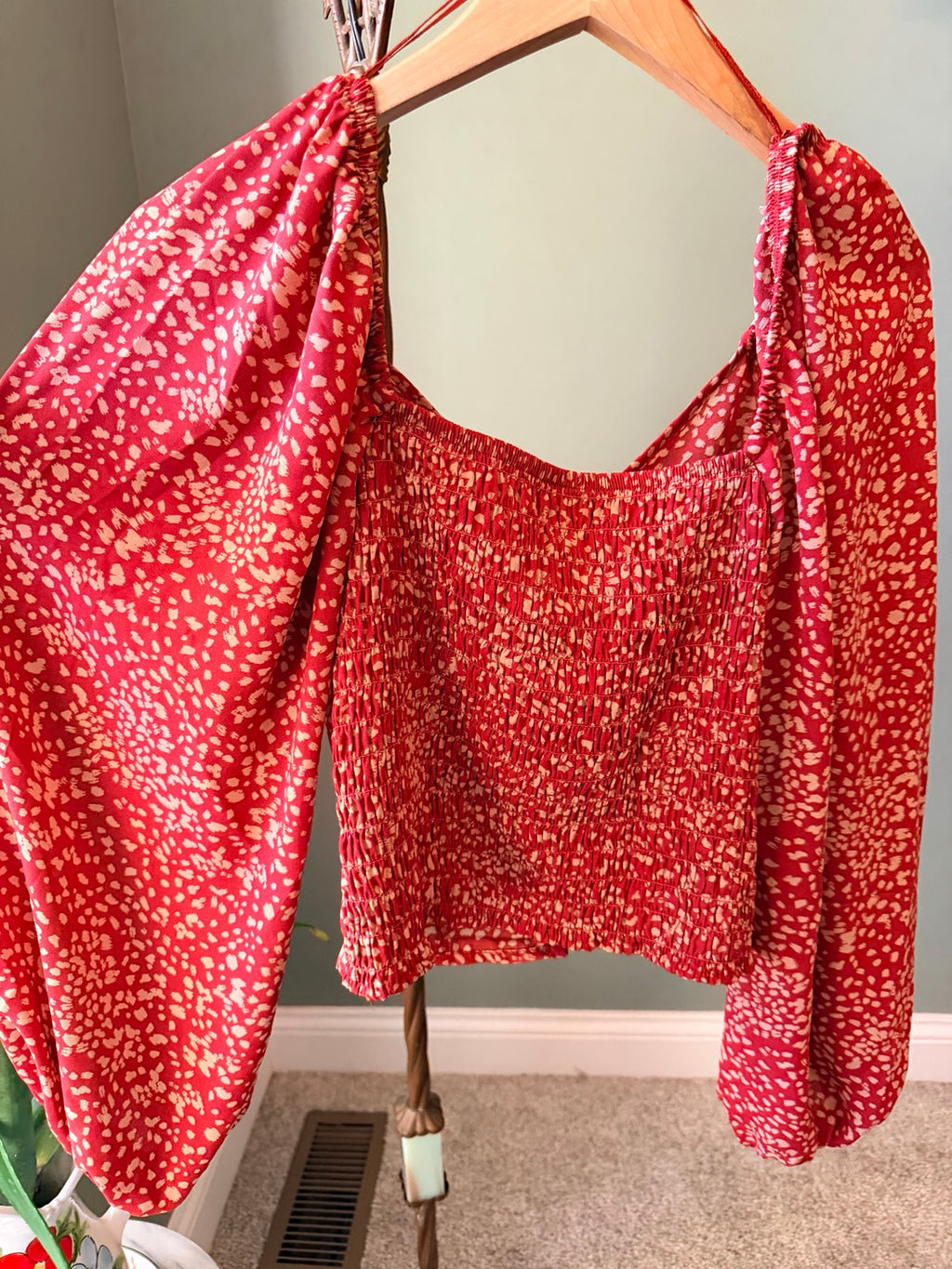 Sienna Sky red print smocked blouse back