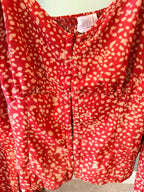 Sienna Sky red cream print blouse front detail