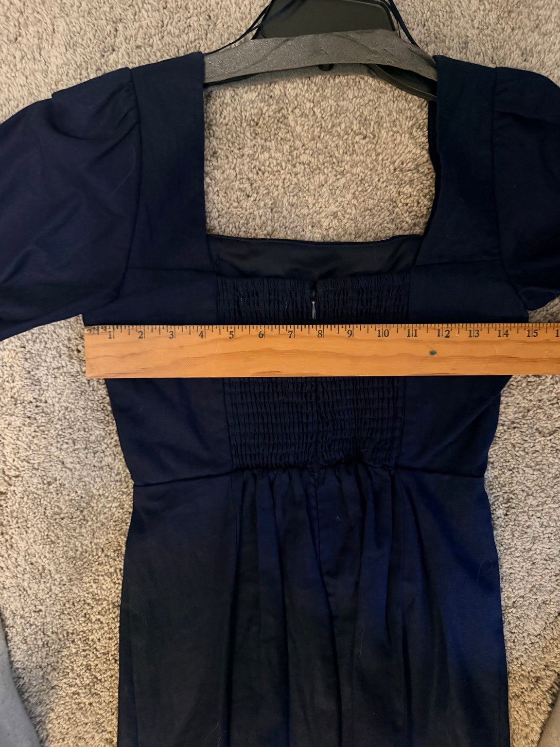 Socialite navy square neck puff sleeve dress size small back