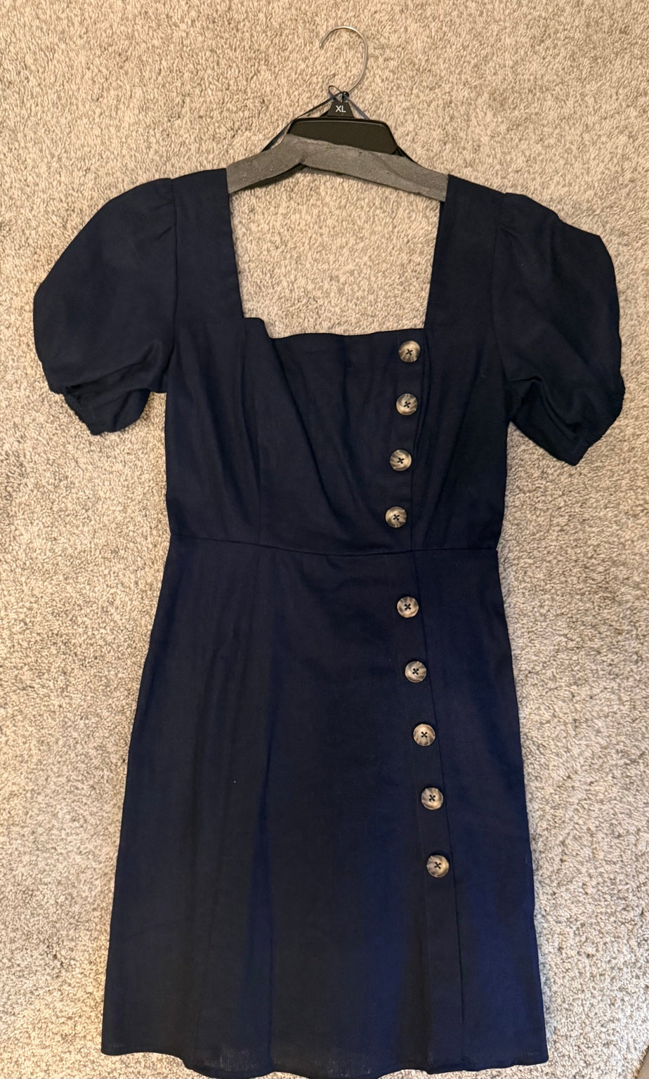 Socialite navy square neck puff sleeve dress size small front