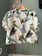 Tahari 100 percent linen tropical botanical button front shirt XL