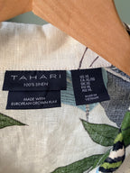 Tahari 100 percent linen tropical botanical button front shirt XL