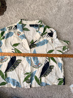 Tahari 100 percent linen tropical botanical button front shirt XL