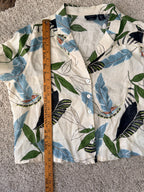 Tahari 100 percent linen tropical botanical button front shirt XL