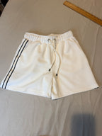 Tahari white athletic drawstring shorts with black side stripes size S/P front