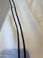 Tahari white drawstring shorts black side stripe detail