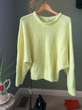 White Crow XL Lime Green Oversized Dolman Sleeve Chunky Knit Sweater