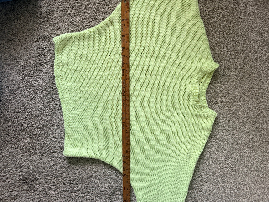 White Crow lime green sweater measurement