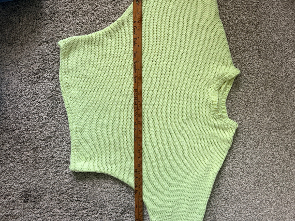 White Crow lime green sweater measurement